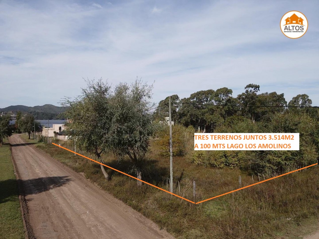 TRES TERRENOS JUNTOS 3.514M2-ESQUINA-A 100 MTS LAGO LOS MOLINOS. POTRERO DE GARAY-CORDOBA-ESCRITURA