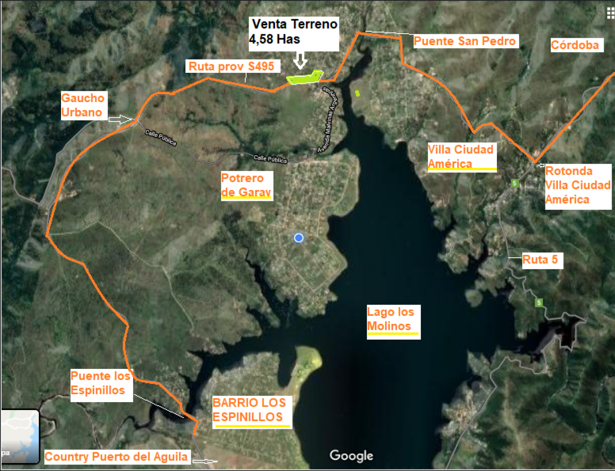 TERRENO 4,58 HAS CON 625 MTS SOBRE RUTA S271 EN POTRERO DE GARAY-CORDOBA-SERVICIOS Y ESCRITURA