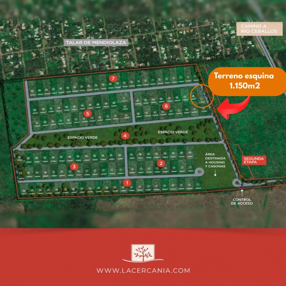 HERMOSO TERRENO ESQUINA 1.159M2 - BARRIO CERRADO LA CERCANIA -MENDIOLAZA - CORDOBA - CON ESCRITURA.